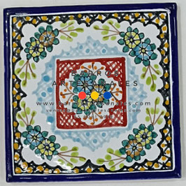 PENSAMIENTOS MENTA, Azulejo Talavera de Puebla Set de 12 Piezas.