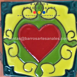 RWBA942: Azulejo Talavera  Realzado  Especial Pintado a Mano.