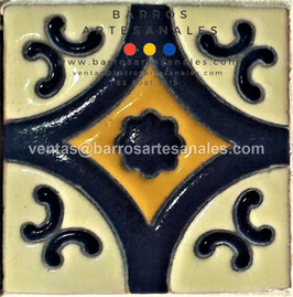 RWBA783: Azulejo Talavera  Realzado Especial Pintado a Mano.