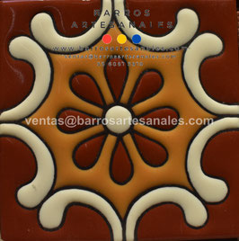 RWBA825: Azulejo Talavera  Realzado  Especial Pintado a Mano.