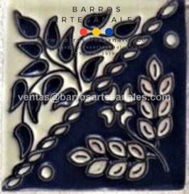RWBA960: Azulejo Talavera  Realzado sobre Balnco Puro  Especial Pintado a Mano.
