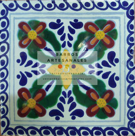 Yoyetzin | Azulejo Artesanal Mayólica Endurecido Pintado a Mano Tipo Talavera