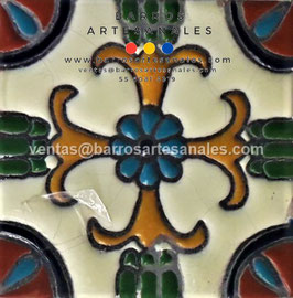 RWBA751: Azulejo Talavera  Realzado  Especial Pintado a Mano.