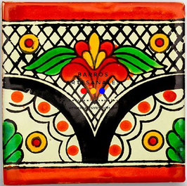 Campeche | Azulejo Artesanal Mayólica Endurecido Pintado a Mano Tipo Talavera