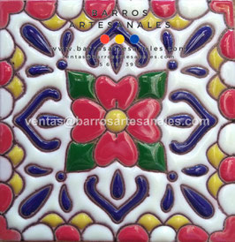RWBA835: Azulejo Talavera  Realzado Especial Pintado a Mano.