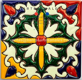 RWBA738: Azulejo Talavera  Realzado Especial Pintado a Mano.