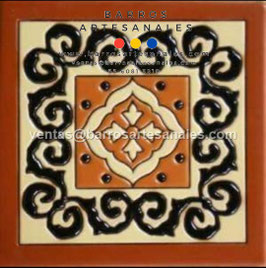 RWBA730: Azulejo Talavera  Realzado Especial Pintado a Mano.