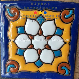 RWBA752: Azulejo Talavera  Realzado  Especial Pintado a Mano.