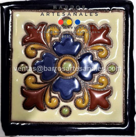 RWBA815: Azulejo Talavera  Realzado Especial Pintado a Mano.