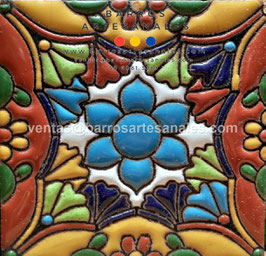 RWBA736: Azulejo Talavera  Realzado Especial Pintado a Mano.