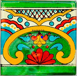 Alborada Verde | Azulejo Artesanal Mayólica Endurecido Pintado a Mano Tipo Talavera