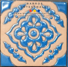 RWBA876: Azulejo Talavera  Realzado Especial Pintado a Mano.