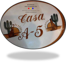 Placa Domiciliaria Realzada Desierto Plaza Terracota Ovalada