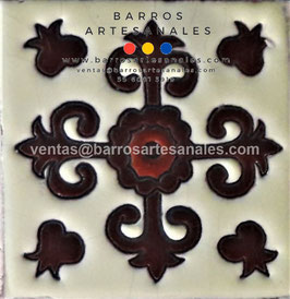 RWBA789: Azulejo Talavera  Realzado Especial Pintado a Mano.