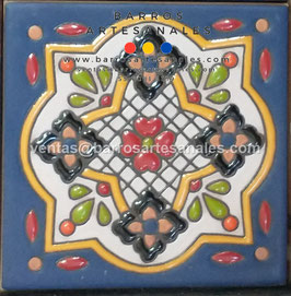 RWBA733: Azulejo Talavera  Realzado Especial Pintado a Mano.