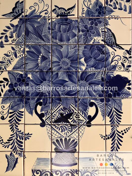 La hija de Juan Simón  Pintado y Horneado en Azulejo Artesanal tipo Tlalavera Realzado de 10.5x10.5 MODELO - 212