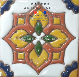 RWBA756: Azulejo Talavera  Realzado  Especial Pintado a Mano.