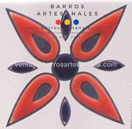 RWBA844: Azulejo Talavera  Realzado sobre Balnco Puro  Especial Pintado a Mano.