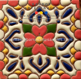 RWBA837: Azulejo Talavera  Realzado Especial Pintado a Mano.