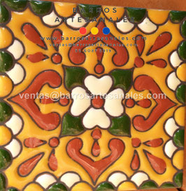 RWBA834: Azulejo Talavera  Realzado Especial Pintado a Mano.