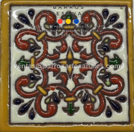 RWBA845: Azulejo Talavera  Realzado Especial Pintado a Mano.