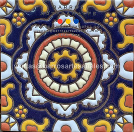 RWBA728: Azulejo Talavera  Realzado Especial Pintado a Mano.
