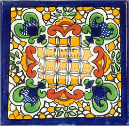 Silao | Azulejo Artesanal Mayólica Endurecido Pintado a Mano Tipo Talavera