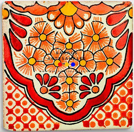 Granada Roja | Azulejo Artesanal Mayólica Endurecido Pintado a Mano Tipo Talavera