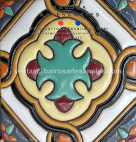 RWBA960: Azulejo Talavera  Realzado Especial Pintado a Mano.