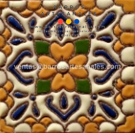 RWBA839: Azulejo Talavera  Realzado Especial Pintado a Mano.
