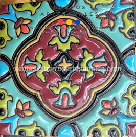 RWBA813: Azulejo Talavera  Realzado Especial Pintado a Mano.