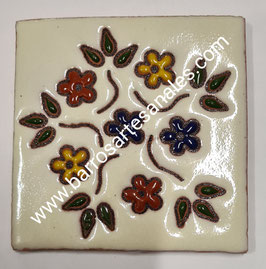 Azulejo Talavera  Realzado Modelo Bouquet Pintado a Mano.