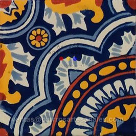 Rosario Colores de 4 piezas | Azulejo Artesanal Mayólica Endurecido Pintado a Mano Tipo Talavera
