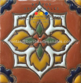 RWBA755: Azulejo Talavera  Realzado  Especial Pintado a Mano.