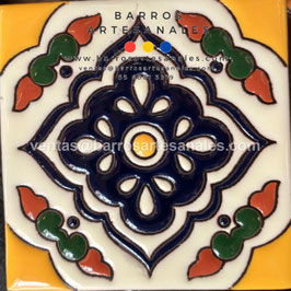 RWBA746: Azulejo Talavera  Realzado Especial Pintado a Mano.