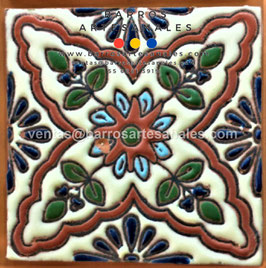 RWBA806: Azulejo Talavera  Realzado  Especial Pintado a Mano.