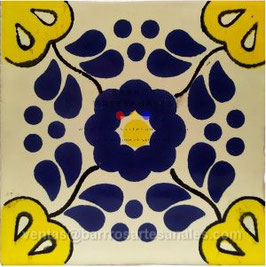 Hacienda Azul - Amarillo Cerámico | Azulejo Artesanal Mayólica Endurecido Pintado a Mano Tipo Talavera