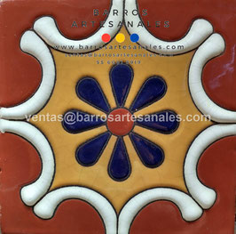 RWBA824: Azulejo Talavera  Realzado  Especial Pintado a Mano.