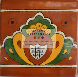 CENTLI (MAIZ) | Azulejo Artesanal Mayólica Endurecido Pintado a Mano Tipo Talavera