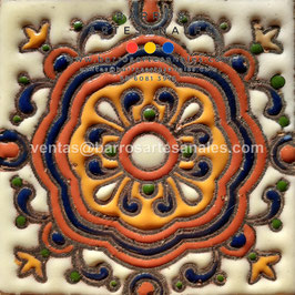 RWBA861: Azulejo Talavera  Realzado Especial Pintado a Mano.