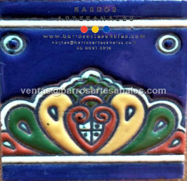 RWBA957: Azulejo Talavera  Realzado Especial Pintado a Mano.