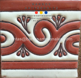 RWBA952: Azulejo Talavera  Realzado Especial Pintado a Mano.