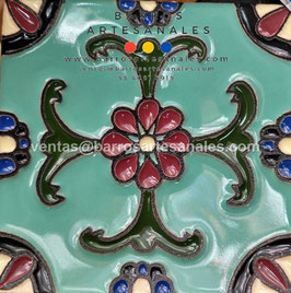 RWBA749: Azulejo Talavera  Realzado Especial Pintado a Mano.