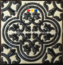 RWBA873: Azulejo Talavera  Realzado Especial Pintado a Mano.