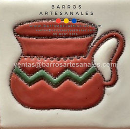 RWBA889: Azulejo Talavera  Realzado  Pintado a Mano.