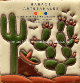 RWBA881: Azulejo Talavera  Realzado  Especial Pintado a Mano.