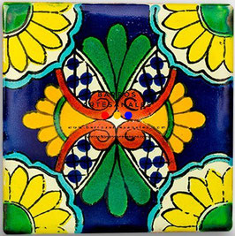 Sofía | Azulejo Artesanal Mayólica Endurecido Pintado a Mano Tipo Talavera