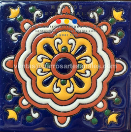 RWBA860: Azulejo Talavera  Realzado Especial Pintado a Mano.