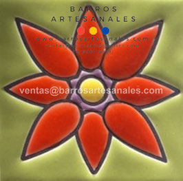 RWBA845: Azulejo Talavera  Realzado sobre Balnco Puro  Especial Pintado a Mano.