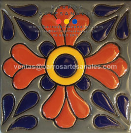 RWBA875: Azulejo Talavera  Realzado Especial Pintado a Mano.